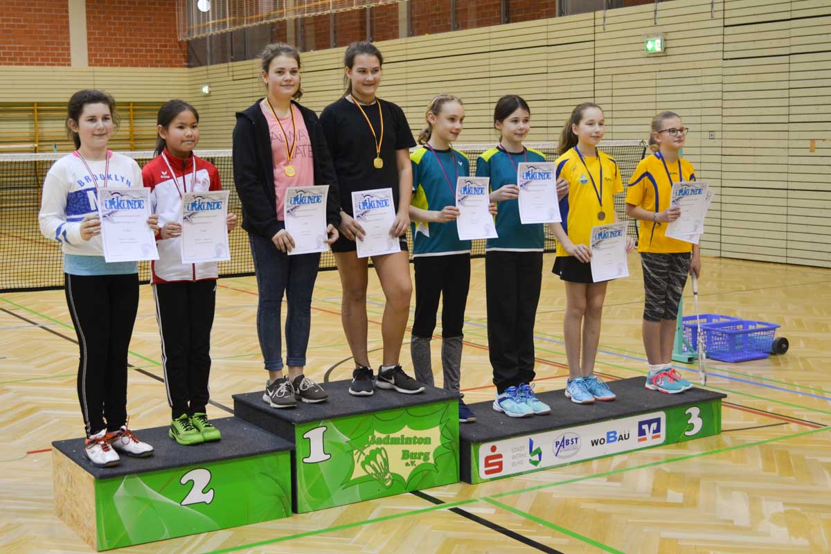 Im MD U13 belegten Fiona und Carolin den Platz 1 - Fünffaches Gold für den Flechtinger SV bei den Regionalmeisterschaften 2019 in Burg (Badminton Flechtingen)